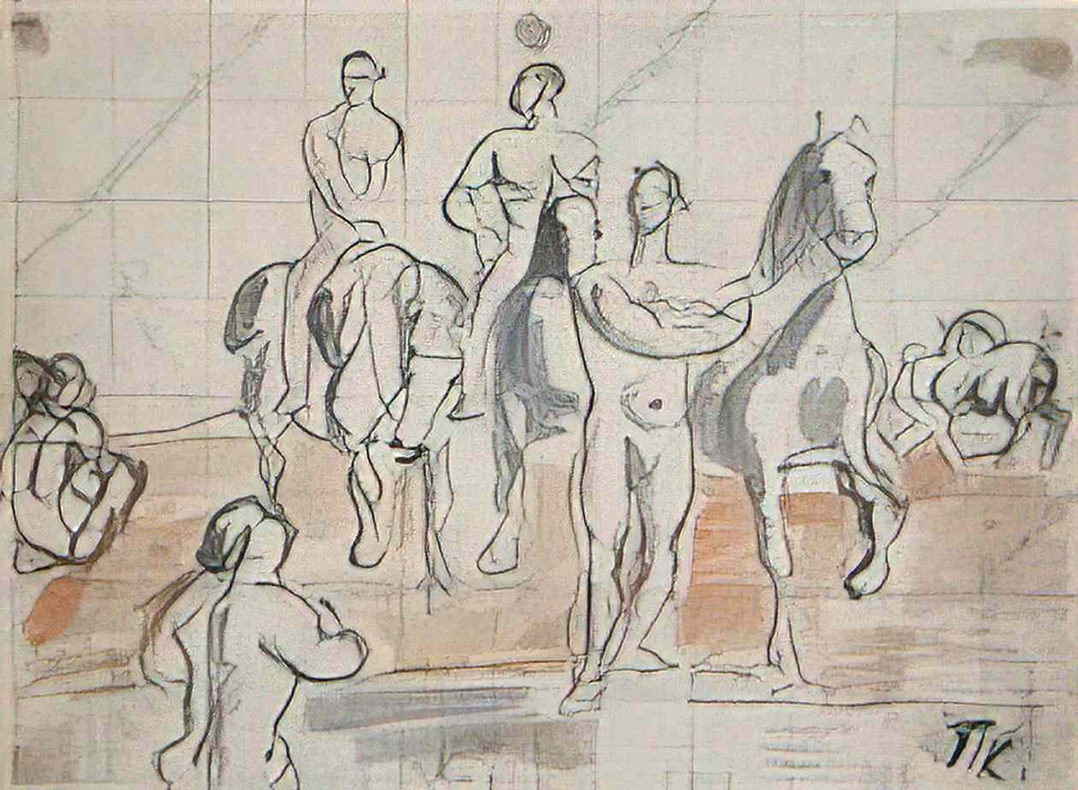 Pyotr Konchalovsky sketch of composition for the painting bathing cava Art A4 Photo Print