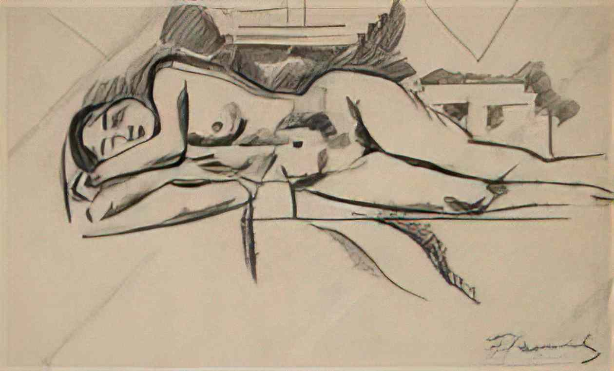 Pyotr Konchalovsky sleeping model model on th carpet 1918 Art A4 Photo Print