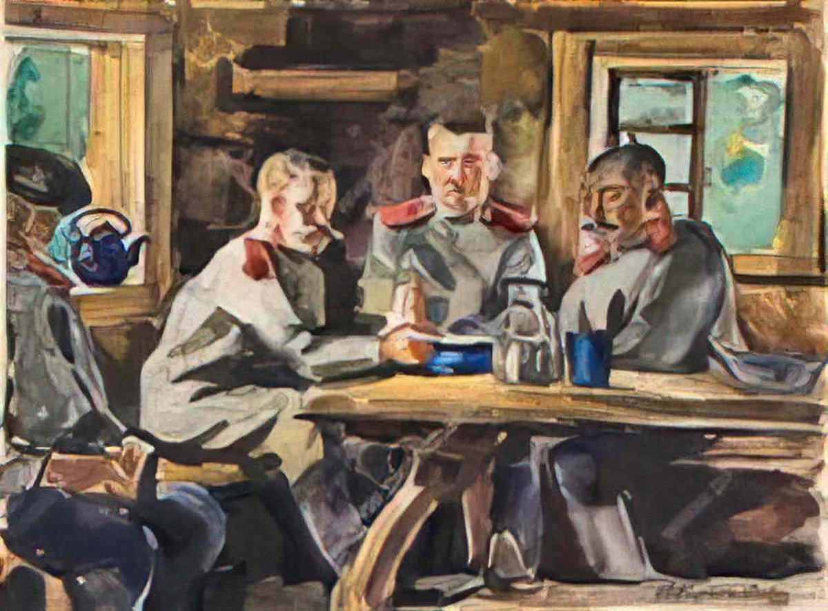 Pyotr Konchalovsky soldiers 1910 Art A4 Photo Print