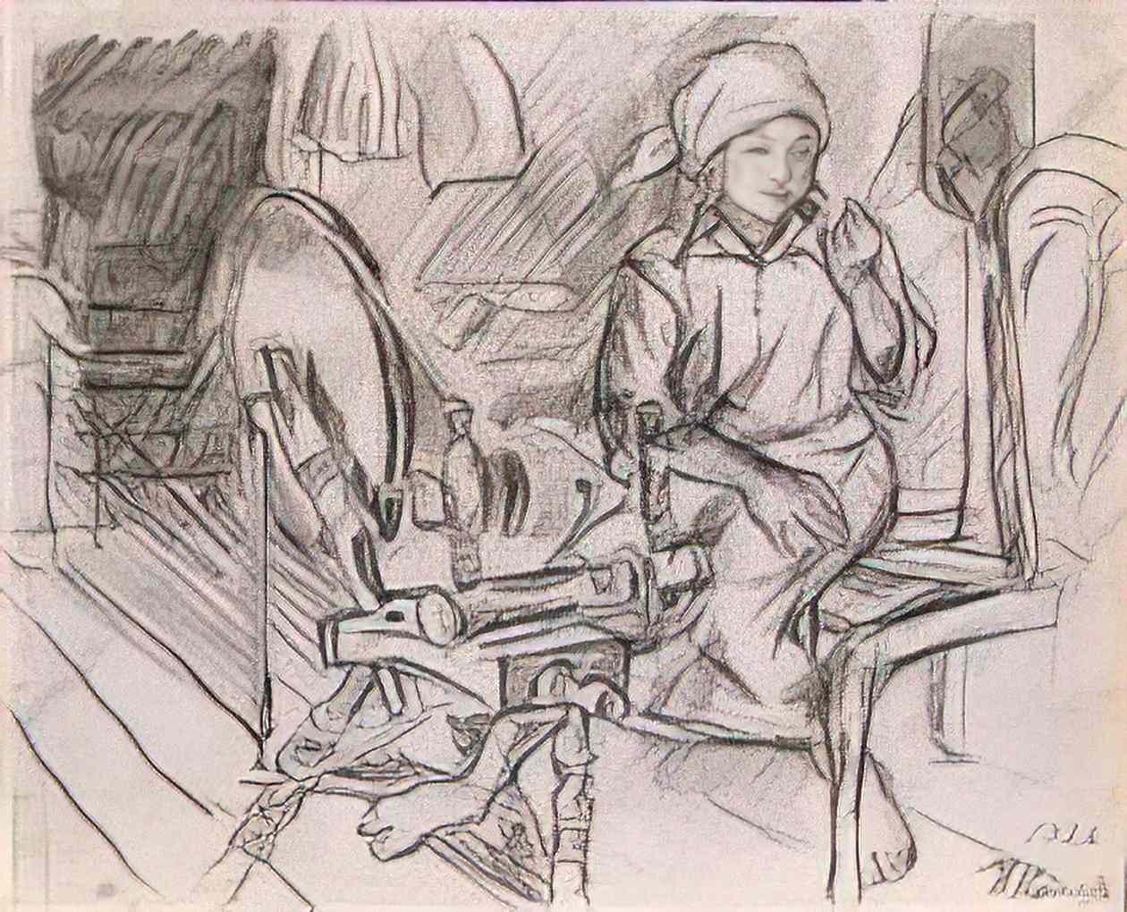 Pyotr Konchalovsky spinner drawing for the painting spinner 1926 Art A4 Photo Print