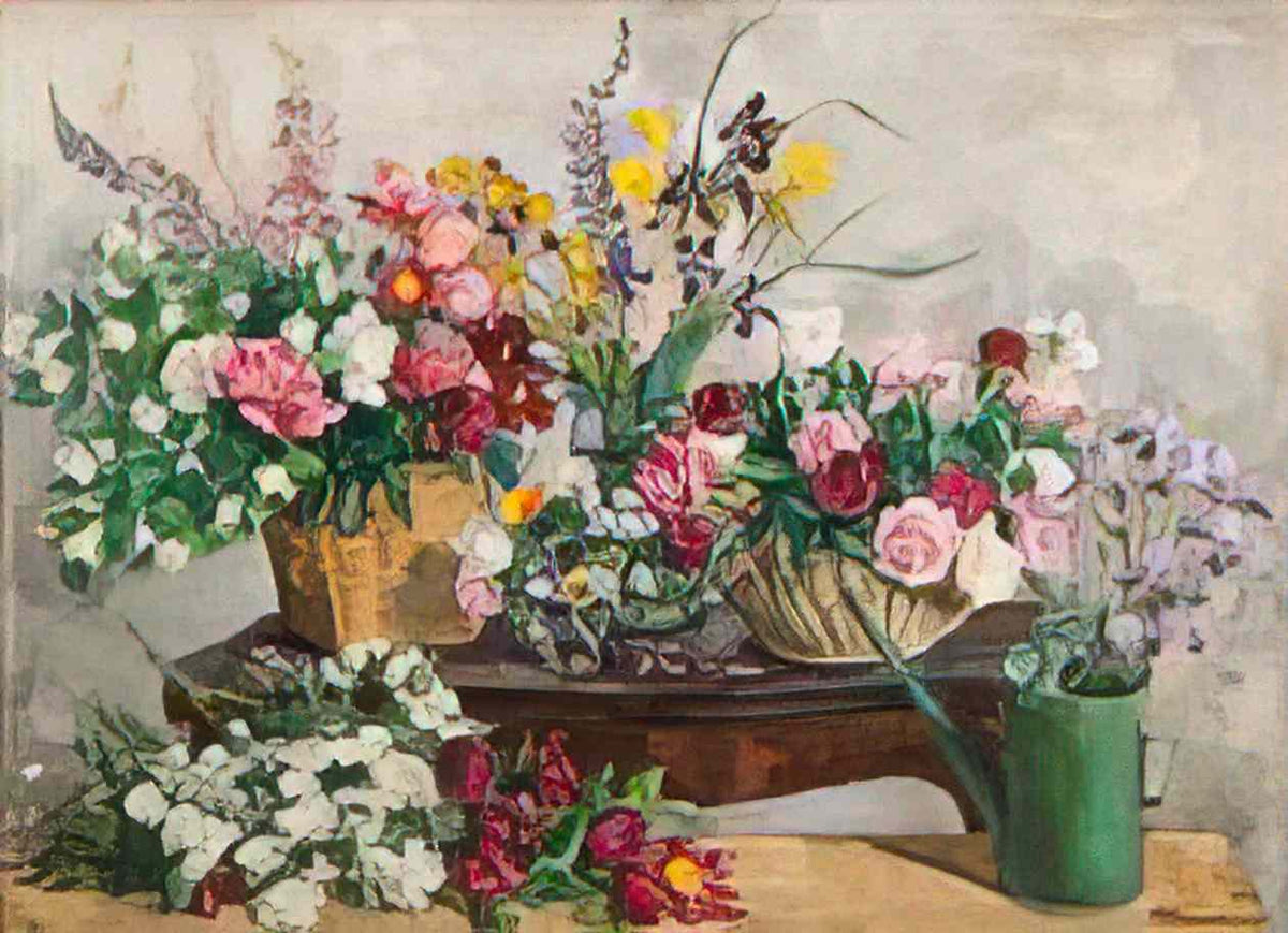 Pyotr Konchalovsky still life four bouquets on the table and watering Art A4 Photo Print