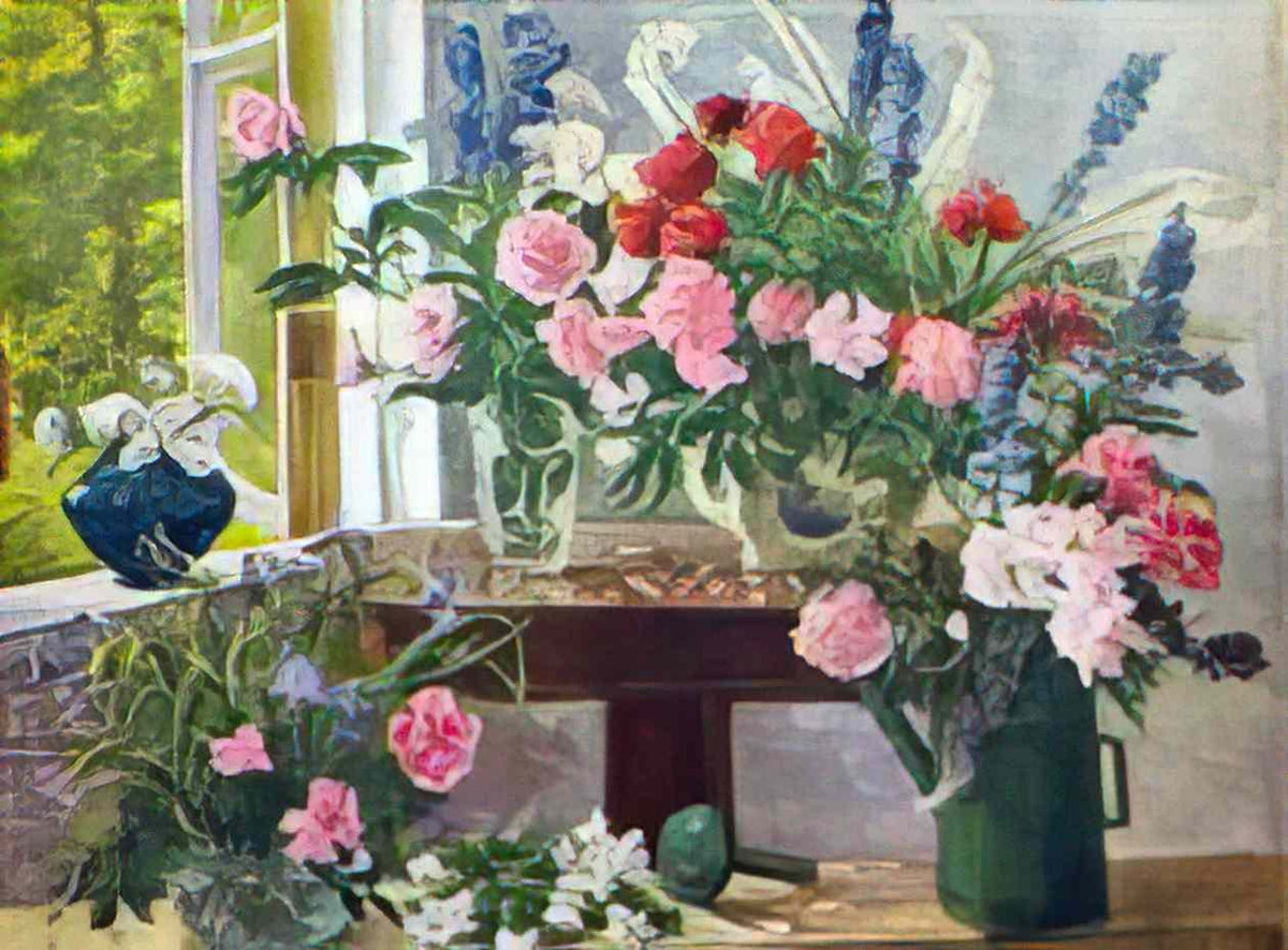 Pyotr Konchalovsky still life peonies and delphinium 1953 Art A4 Photo Print