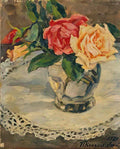 Pyotr Konchalovsky still life roses on a lace napkin 1937 Art A4 Photo Print