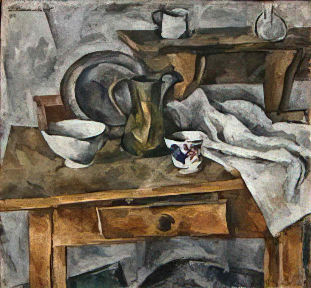 Pyotr Konchalovsky still life table with the dishes 1919 Art A4 Photo Print