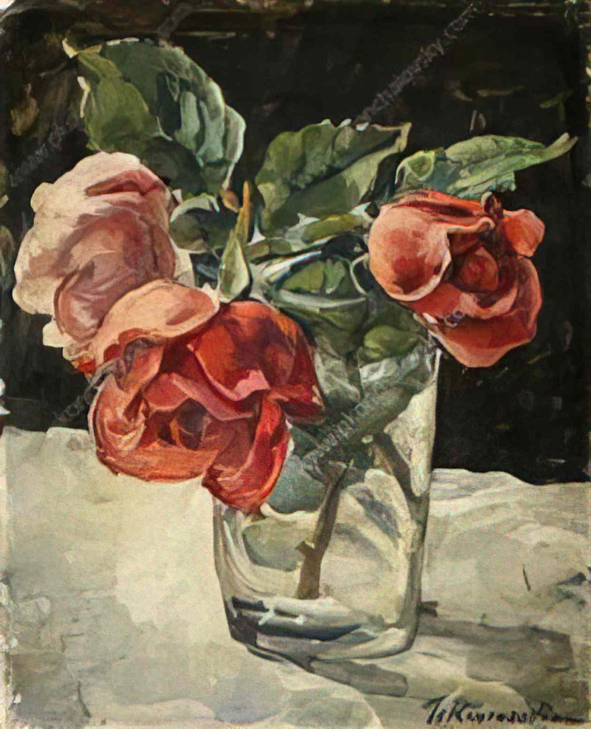 Pyotr Konchalovsky still life three roses 1935 Art A4 Photo Print