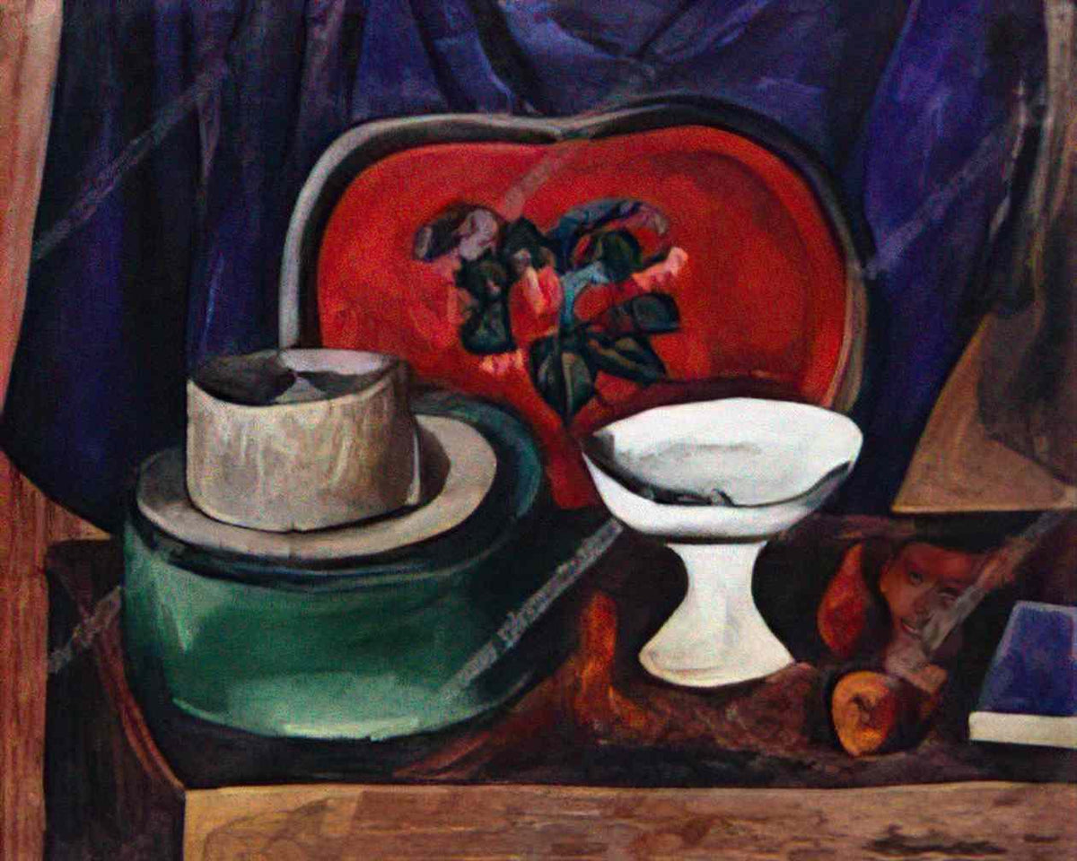 Pyotr Konchalovsky still life tray and green cardboard box 1912 Art A4 Photo Print