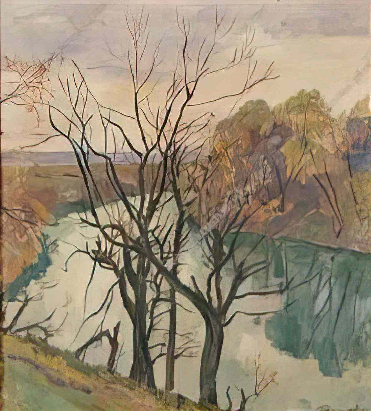 Pyotr Konchalovsky the river leafless trees 1938 Art A4 Photo Print