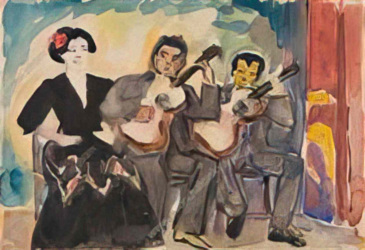 Pyotr Konchalovsky two guitarists and singer 1910 Art A4 Photo Print