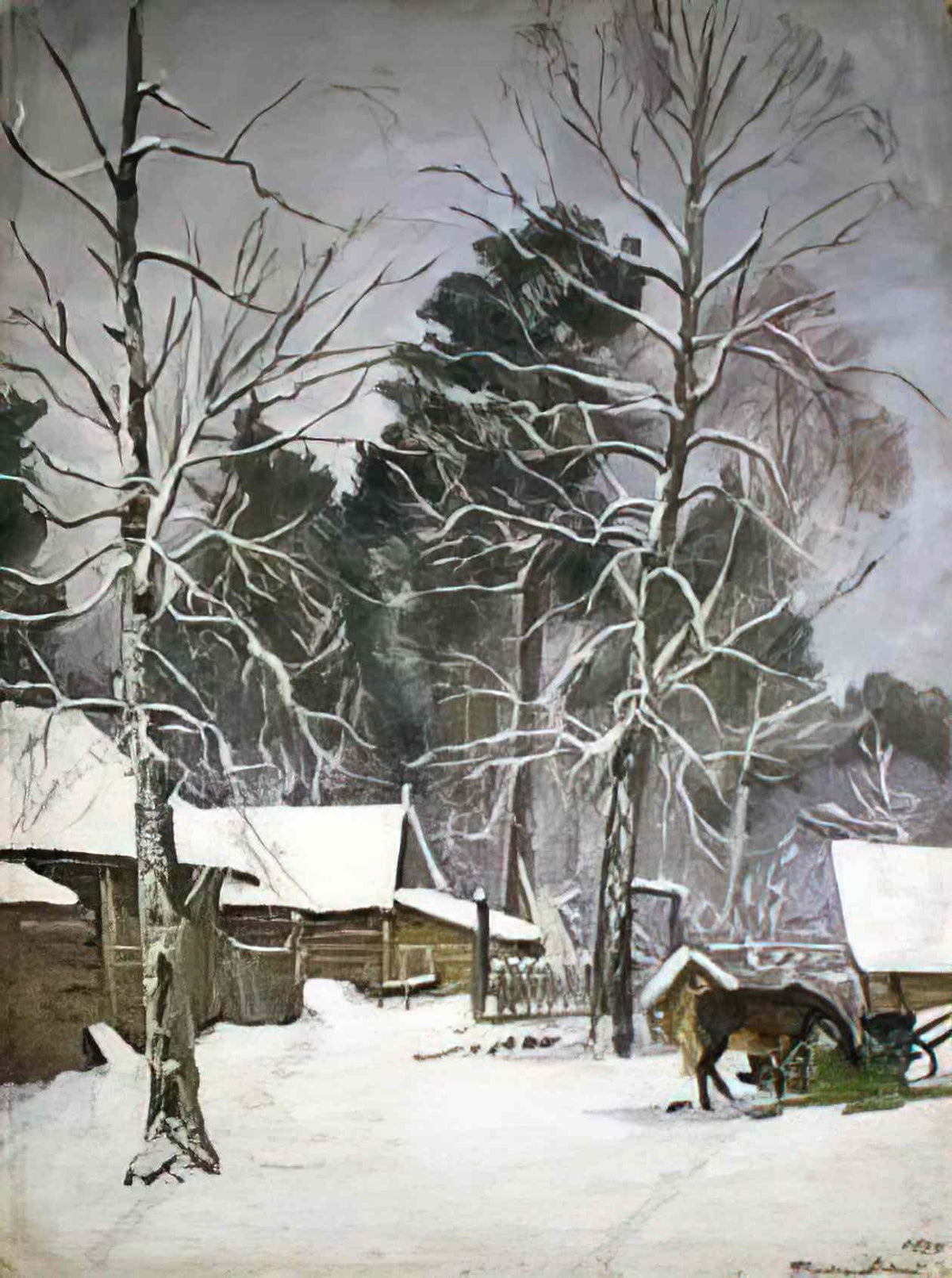 Pyotr Konchalovsky yard with a horse 1934 Art A4 Photo Print