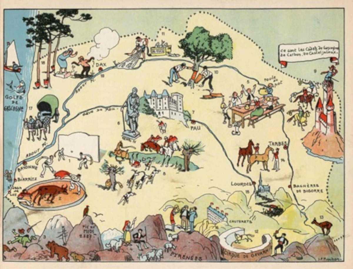 Pyrenees Map France Vintage Retro Advert Poster