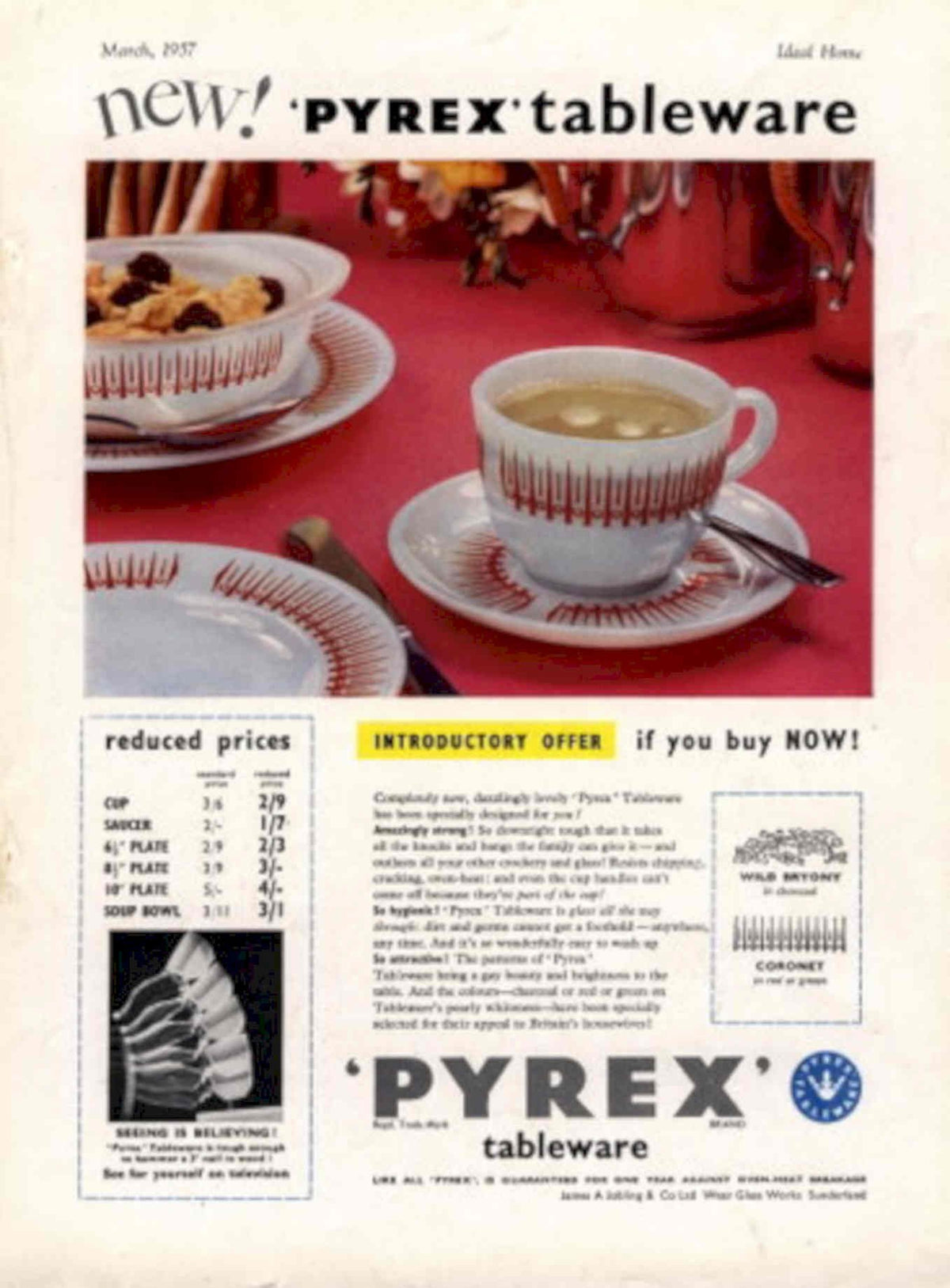 Pyrex Tableware Offer 1950s Vintage Retro Advert Poster