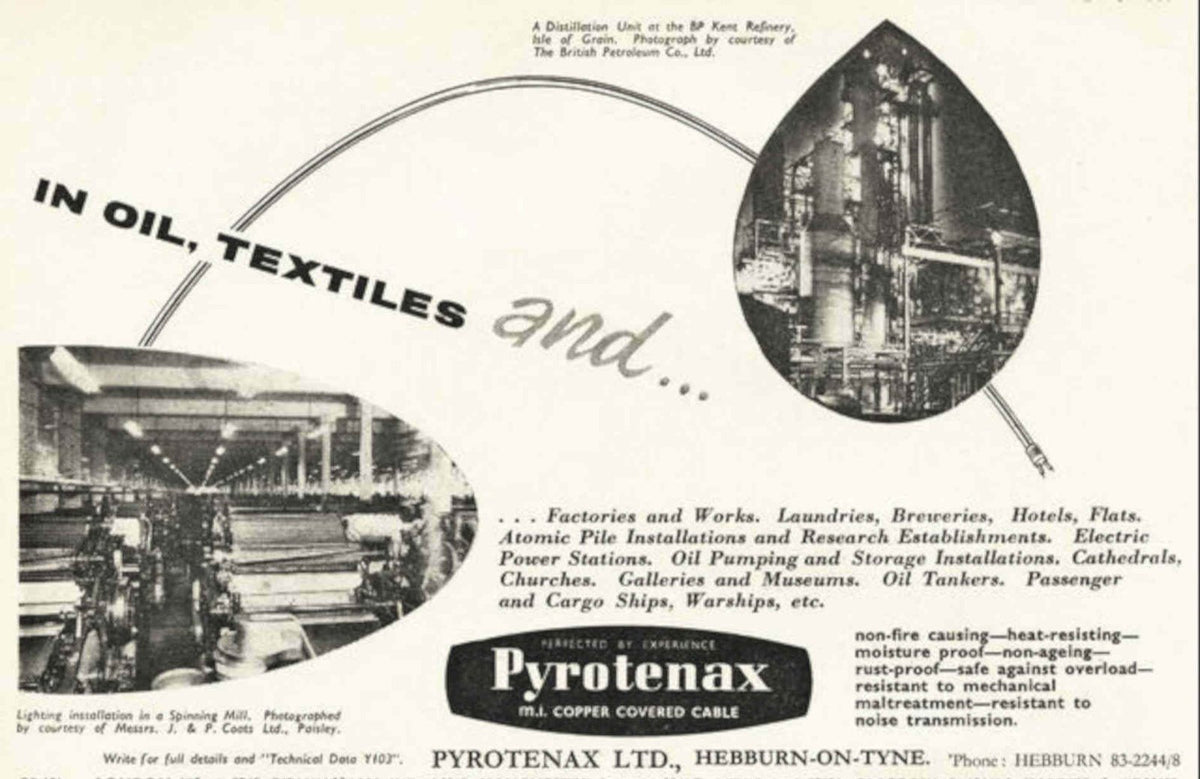 Pyrotenax Cable Refinery Vintage Retro Advert Poster A4 Photo Print