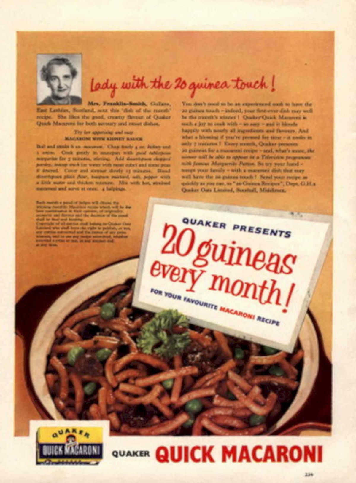 Quaker Macaroni Cheese 1950s Vintage Retro Advert Poster
