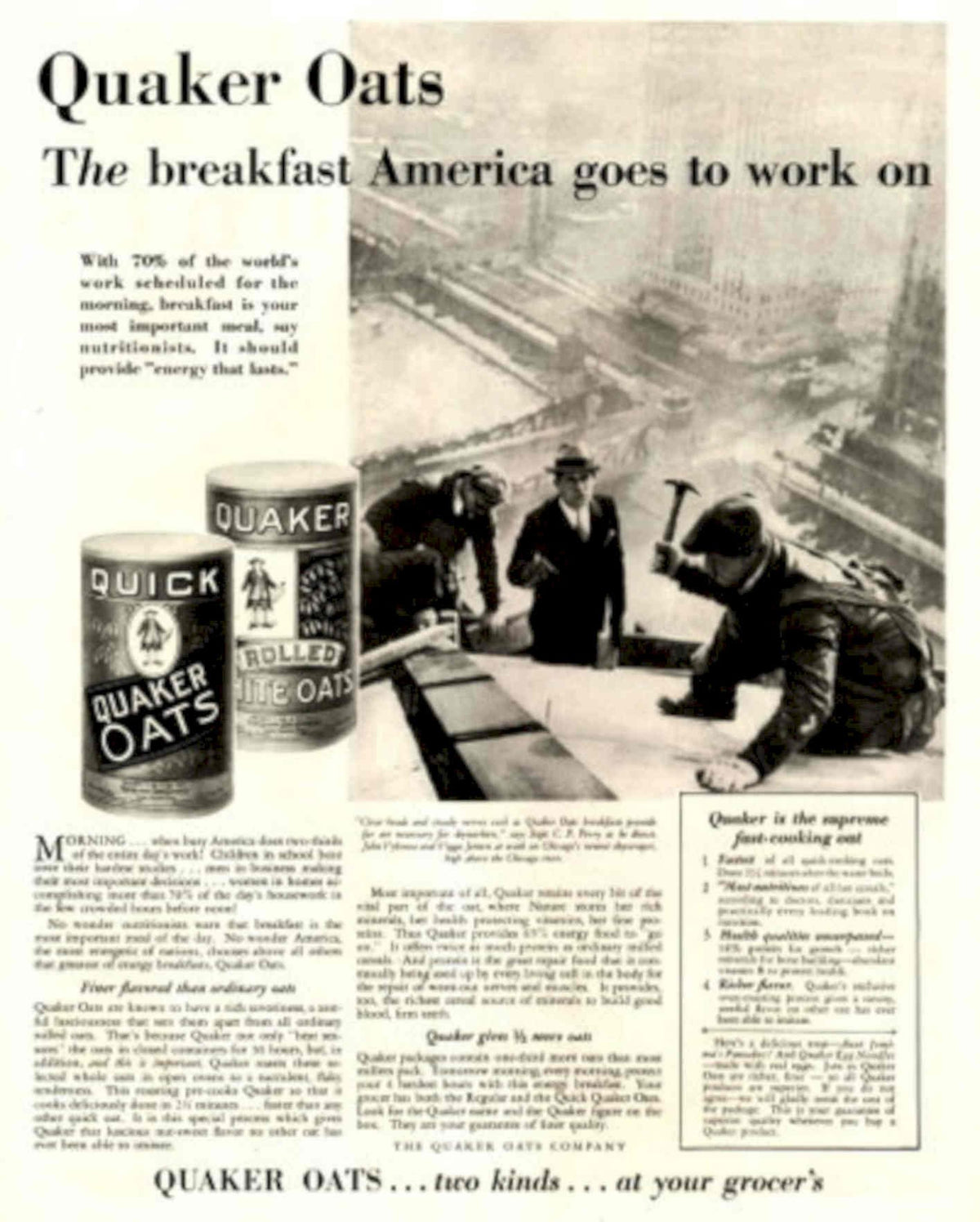 Quaker Oats 1930s Vintage Retro Advert Poster