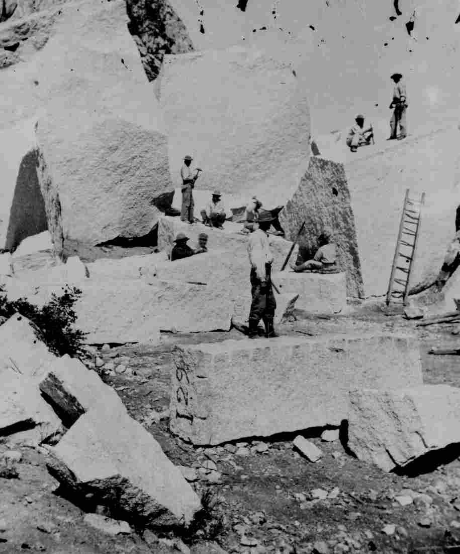 Quarrying granite for the Mormon Temple Utah Territory Military A4 Photo Print