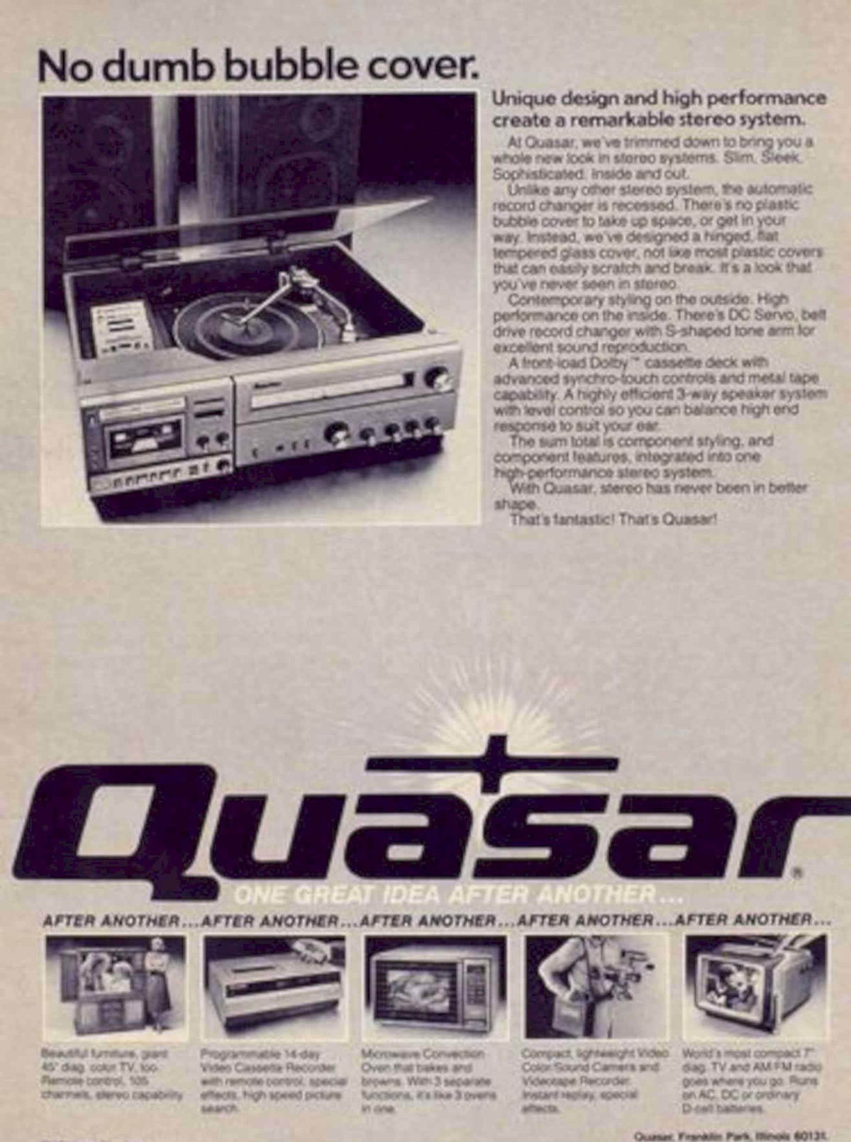 Quasar Stereo System Vintage Retro Advert Poster A4 Photo Print