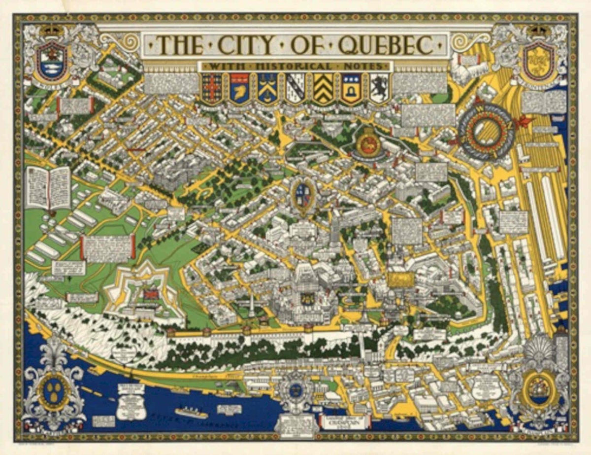Quebec City Map Vintage Retro Advert Poster