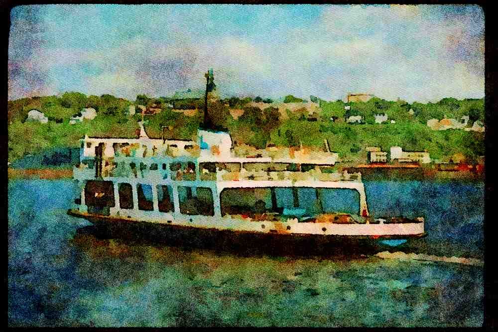 Quebec Rustic 262000 Traversier Quebec Levis A4 Limited Edition Watercolour Print