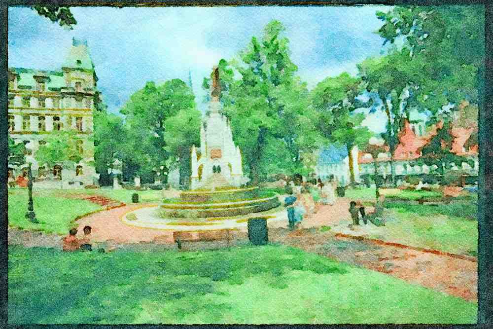Quebec Rustic 262011 Place D'Armes A4 Limited Edition Watercolour Print
