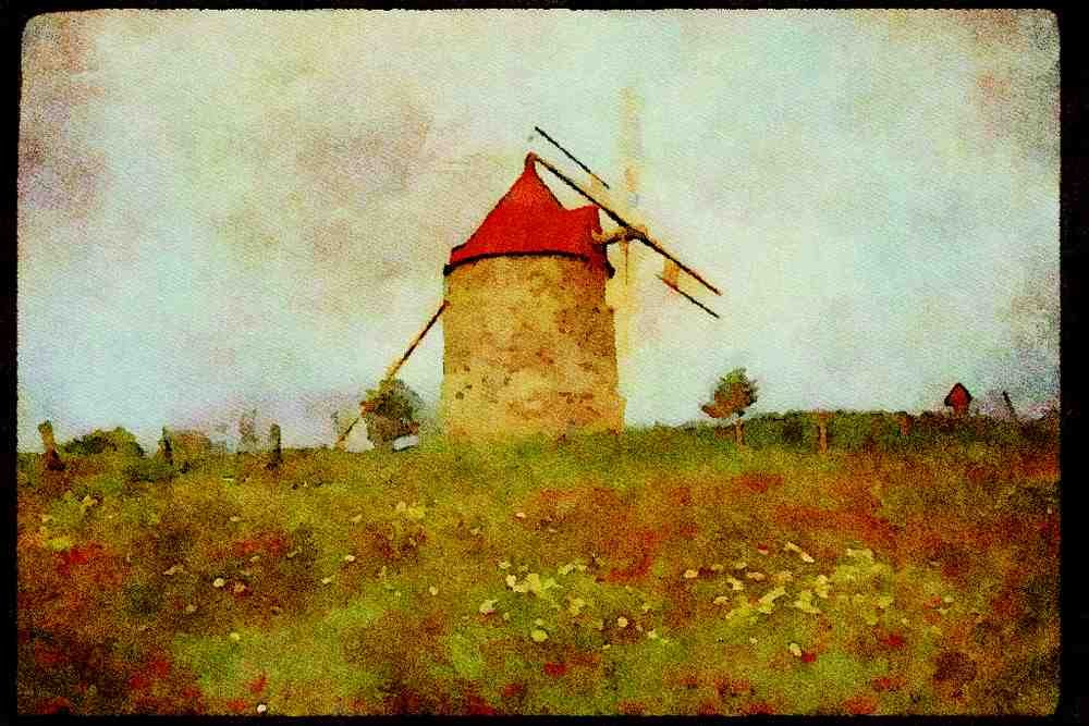 Quebec Rustic 262036 Windmill, Ile Aux Coudres, Charlevoix A4 Limited Edition Watercolour Print