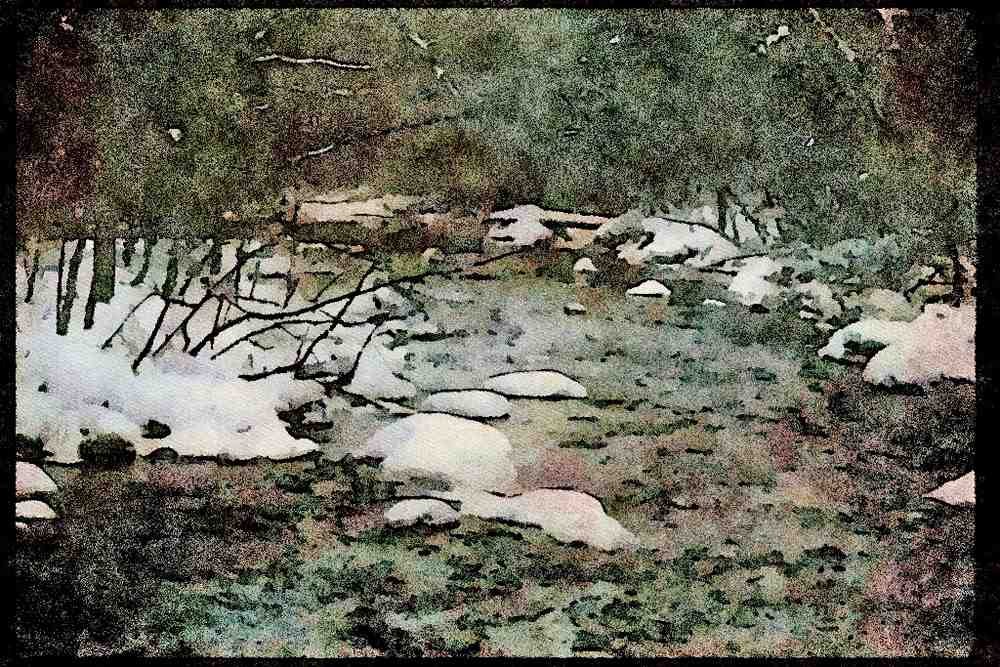 Quebec Rustic 262053 Winter River, Laurentians A4 Limited Edition Watercolour Print