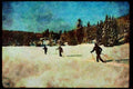 Quebec Rustic 262073 Winter Ski Scene, Laurentians A4 Limited Edition Watercolour Print