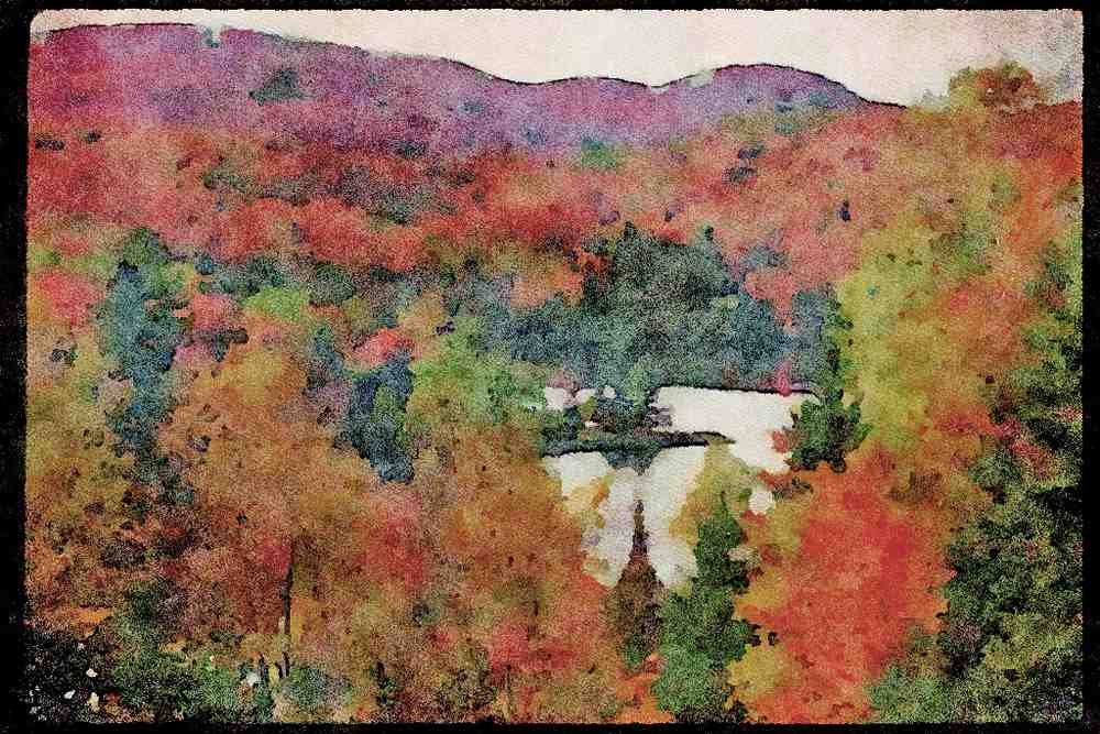 Quebec Rustic 262077 Laurentian Fall Scene A4 Limited Edition Watercolour Print