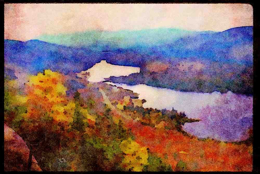 Quebec Rustic 262078 Painted Mountains, Laurentians A4 Limited Edition Watercolour Print