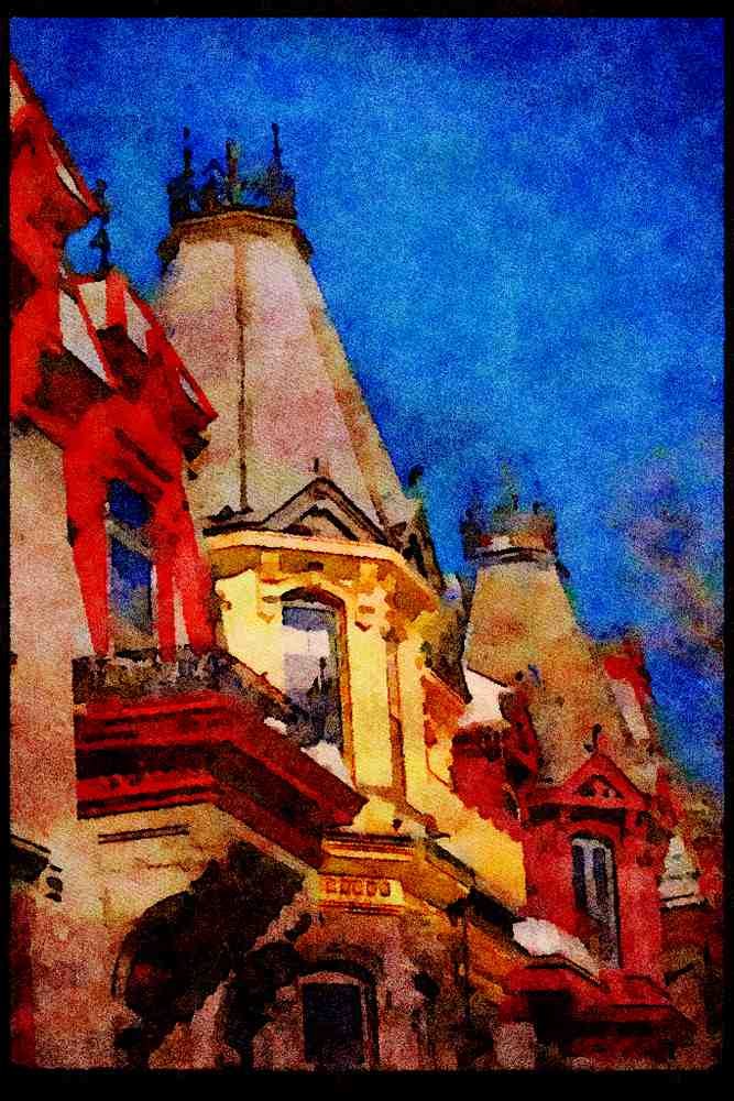 Quebec Rustic 262083 Roofline, Montreal A4 Limited Edition Watercolour Print
