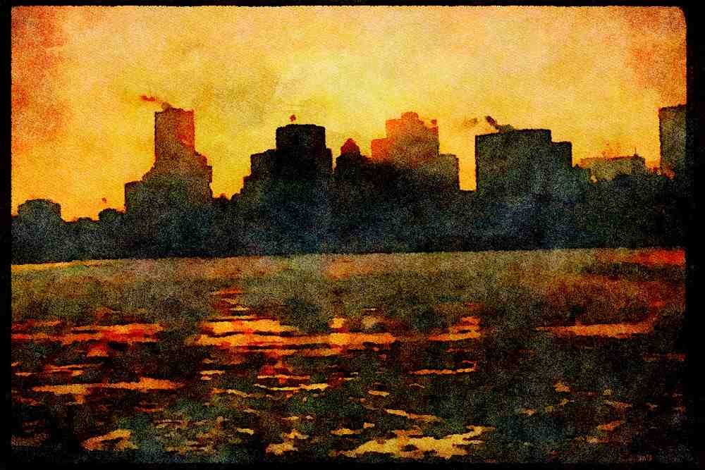 Quebec Rustic 262084 City Skyline, Montreal A4 Limited Edition Watercolour Print