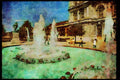 Quebec Rustic 262085 Blue Water Fountain, Montreal A4 Limited Edition Watercolour Print