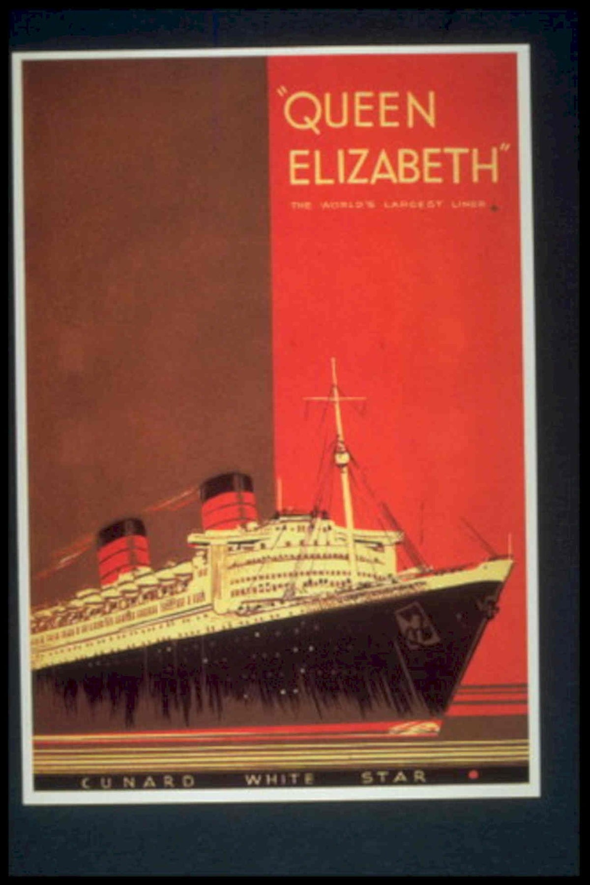 Queen Elizabeth Cunard 1930s Vintage Retro Advert Poster