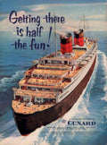 Queen Elizabeth Cunard 1950s Vintage Retro Advert Poster
