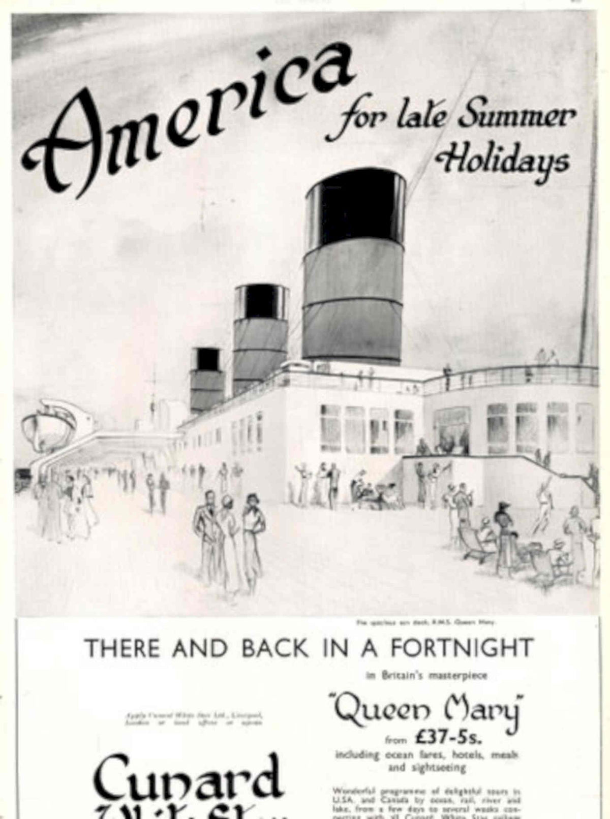 Queen Mary Sails 1930s Vintage Retro Advert Poster