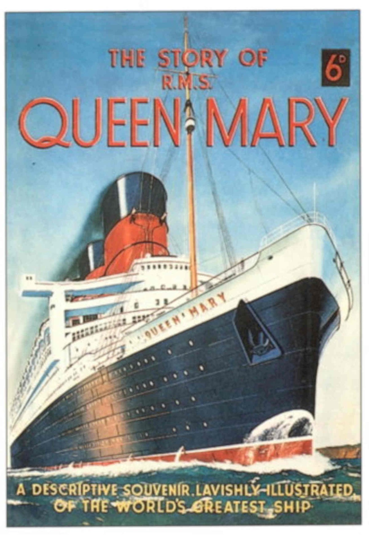 Queen Mary Souvenir 1930s Vintage Retro Advert Poster