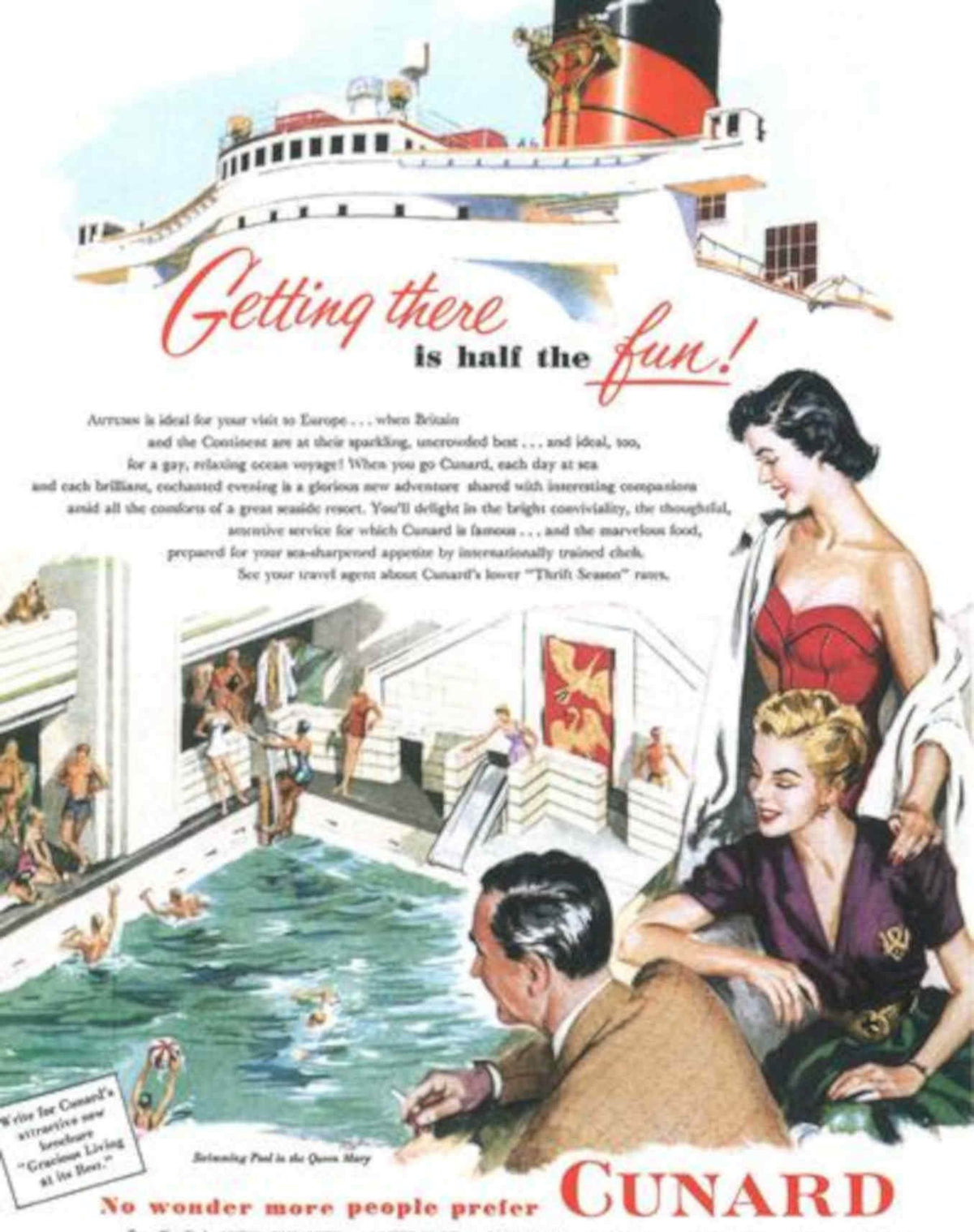 Queen Mary Travel Vintage Retro Advert Poster A4 Photo Print