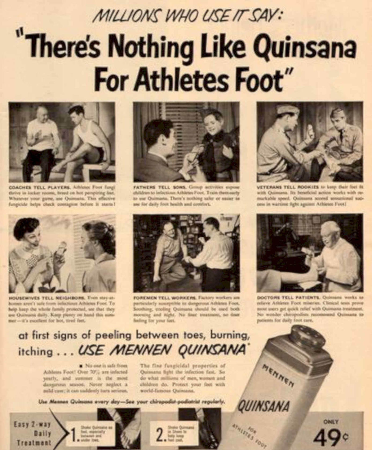 Quinsana Athletes Foot Vintage Retro Advert Poster A4 Photo Print