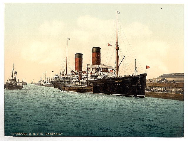 R M S Campania in the Mersey Vintage A4 Photo Print