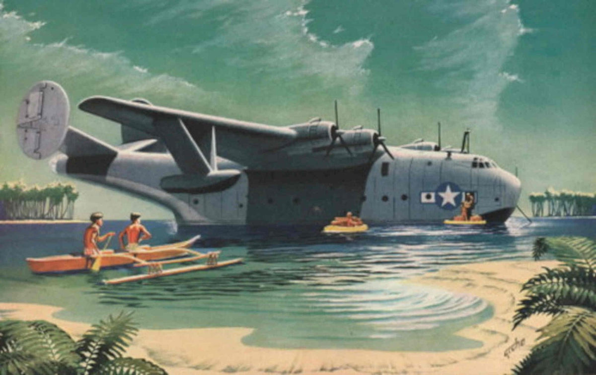 R4d Beach Canoe 1940s Vintage Retro Advert Poster