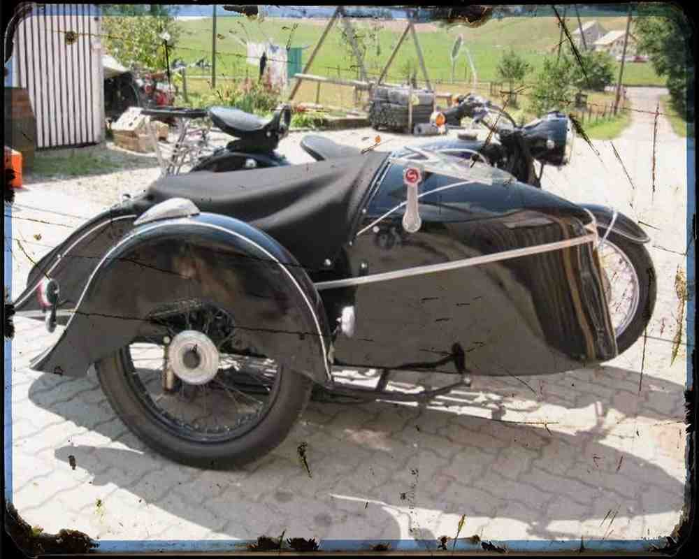 R60 2 Sidecar A4 Photo Print Motorbike Vintage Aged