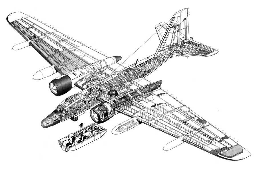 RB 57F Canberra cutaway A4 Photo Print