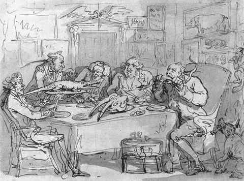 ROWLANDSON Thomas The Fish Dinner A4 Photo Print
