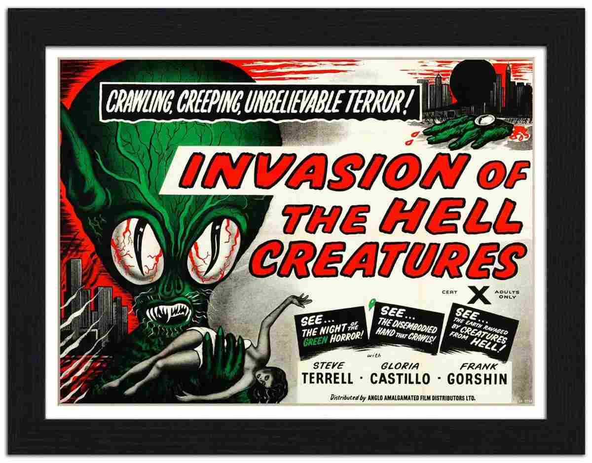 RP FRAME 00294 invasion of the hell creatures horror poster Advert A4 Photo Print