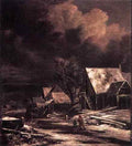 RUISDAEL Jacob Isaackszon van Village At Winter At Moonlight A4 Photo Print