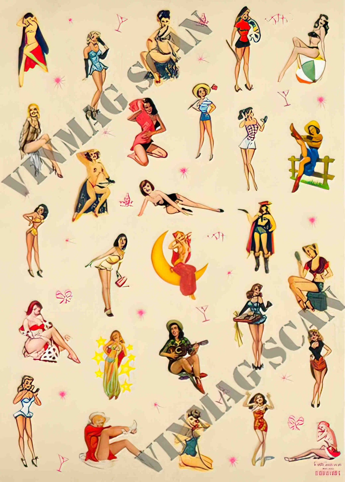 RW009 pin up girls poster wrap 2 Advert A4 Photo Print
