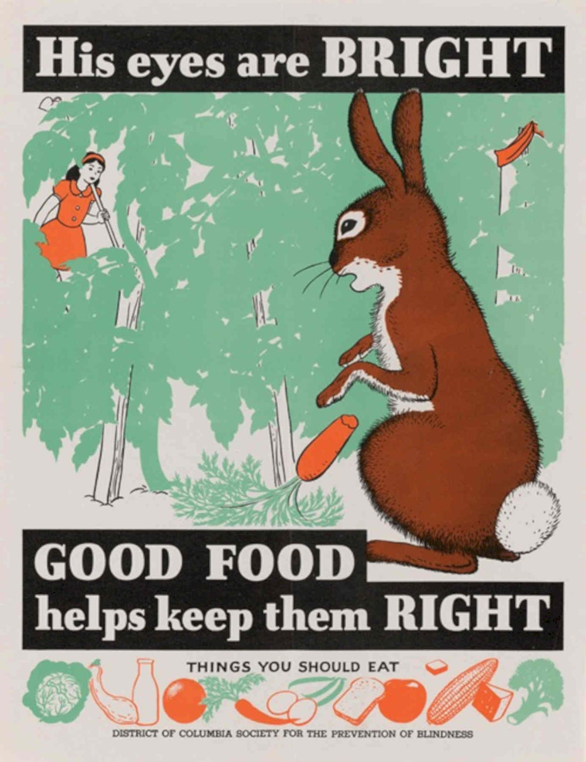 Rabbit Carrots Poster American World War II Advert Poster