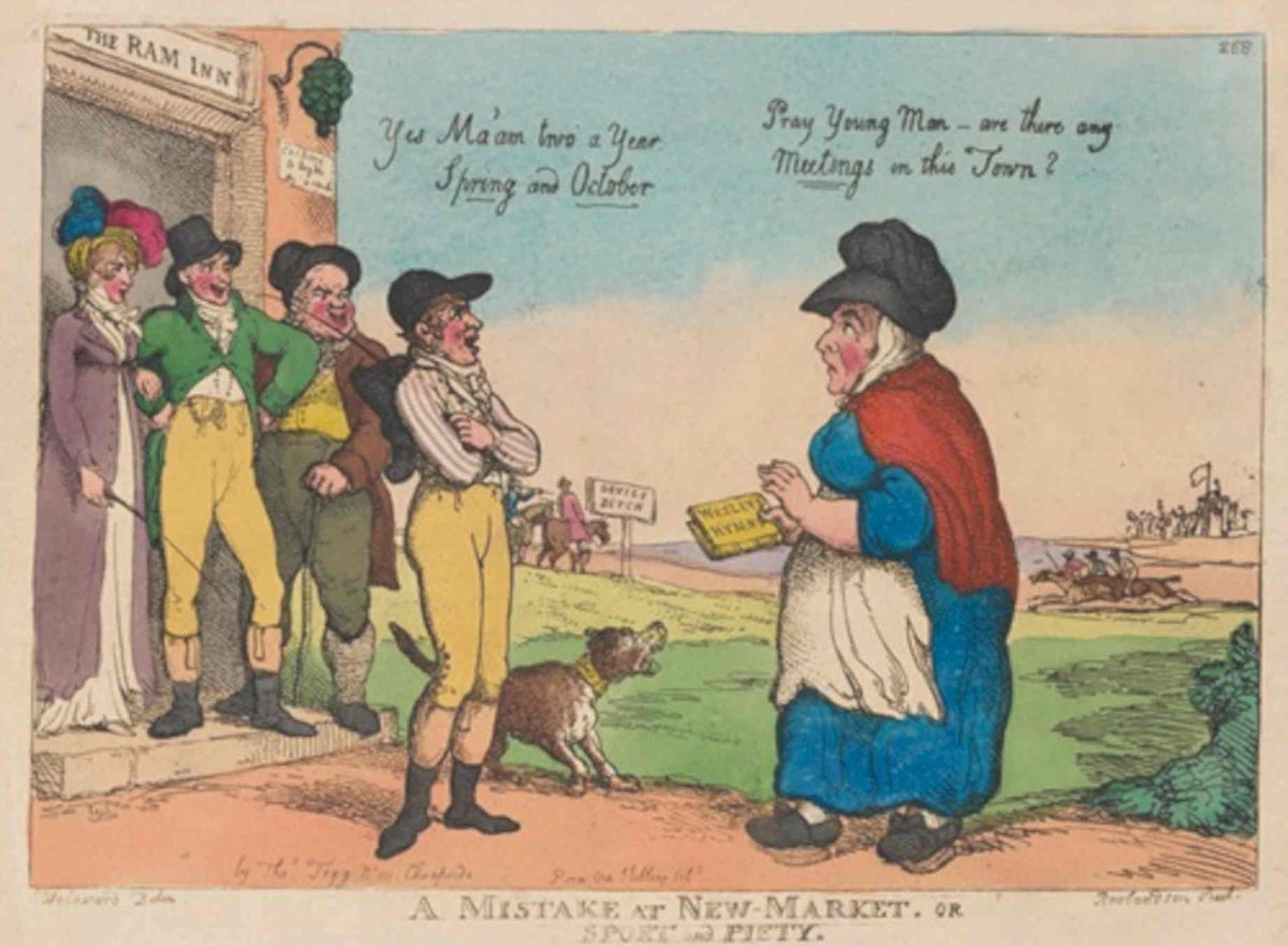 Race Meeting Men GB Cartoon Vintage Retro Advert Poster