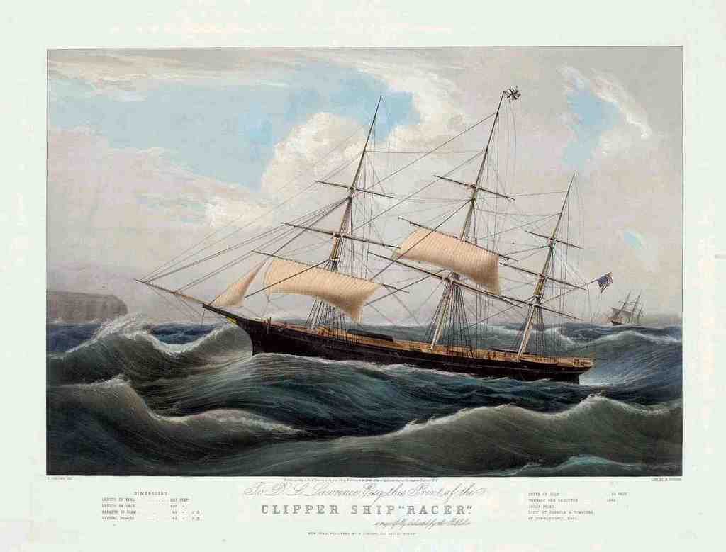 Racer Ship Vintage A4 Photo Print