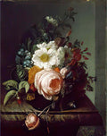 Rachel Ruysch flower bouquet on a marble table 1746 Art A4 Photo Print
