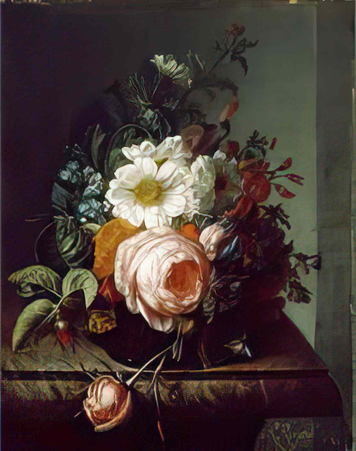 Rachel Ruysch flower bouquet on a marble table 1746 Art A4 Photo Print